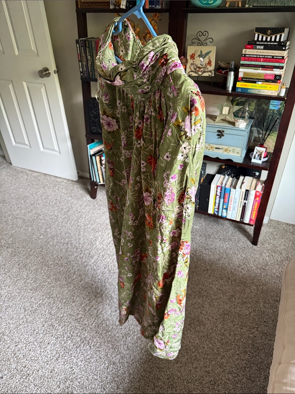 Anthropologie Olive Green Floral Wide-Leg Pants - Picture 4 of 8